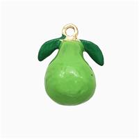 Pomelo Charms Copper Pendant Green Enamel Gold Plated, approx 11-15mm