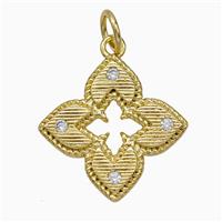 Copper Clover Pendant Pave Zirconia Gold Plated, approx 20mm