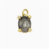 Smoky Crystal Glass Oval Pendant Copper Gold Plated, approx 8-10mm