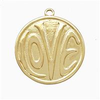Copper LOVE Pendant Circle Gold Plated, approx 23mm