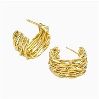 Copper Stud Earrings Gold Plated, approx 10mm, 18mm dia