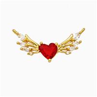 Copper Angel Wings Heart Pendant Pave Zirconia Crystal Glass Gold Plated, approx 7-24mm