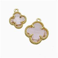 Copper Clover Pendant Pave Crystal Glass Gold Plated, approx 16mm
