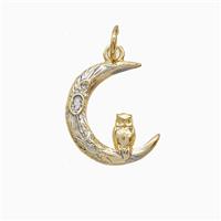 Copper Moon Owl Pendant Gold Plated, approx 13-15mm