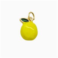 Copper Mango Pendant Yellow Enamel Gold Plated, approx 8-12mm