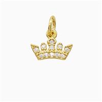 Copper Crown Pendant Pave Zirconia Gold Plated, approx 6-10mm