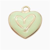 Copper Heart Pendant Lt.green Enamel Gold Plated, approx 20mm