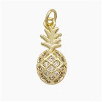 Copper Pineapple Pendant Pave Zirconia Gold Plated, approx 9-17mm