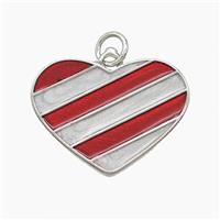 Copper Heart Pendant Red Painted Platinum Plated, approx 15-21mm