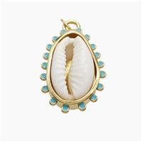 Copper Pendant Pave Conch Shell Gold Plated, approx 18-25mm