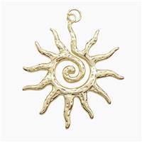 Copper Sun Pendant Hammered Gold Plated, approx 33mm