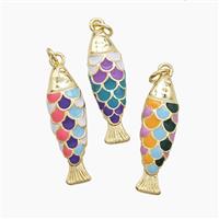 Copper Fish Pendant Multicolor Enamel Gold Plated Mixed, approx 8-27mm