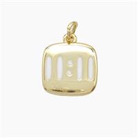 Copper Numbers Pendant Double Eleven 11 White Enamel Gold Plated, approx 13mm