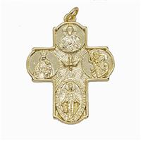 Copper Jesus And Virgin Mary Cross Pendant Religious Gold Plated, approx 25-30mm