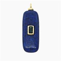 Blue Lapis Lazuli Rectangle Pendant Pave Zirconia, approx 12-30mm