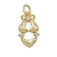 Bikini Charms Copper Underwear Pendant Pave Zirconia Gold Plated, approx 10-17mm