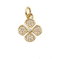 Copper Clover Pendant Pave Zirconia Gold Plated, approx 11mm