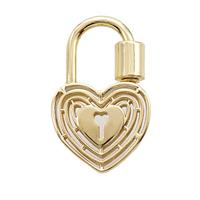 Copper Heart Lock Pendant Gold Plated, approx 19-30mm