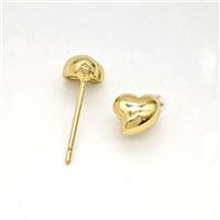 Copper Heart Stud Earrings Gold Plated, approx 7mm