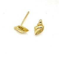 Copper SeaShell Stud Earrings Gold Plated, approx 5-9mm