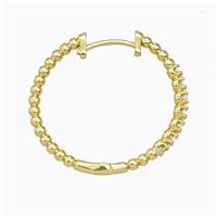 Copper Hoop Earrings Pave Zirconia Gold Plated, approx 30mm dia