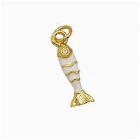 Copper Fish Pendant White Enamel Gold Plated, approx 4-15mm
