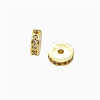 Copper Heishi Spacer Beads Pave Zirconia Gold Plated, approx 8mm