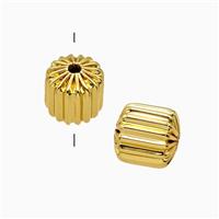 Copper Tube Beads Ribbed Gold Plated, approx 10mm