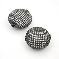 Copper Button Beads Pave Zirconia Black Plated, approx 25mm