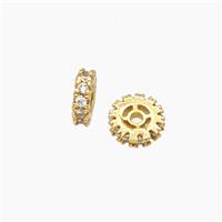 Copper Heishi Spacer Beads Pave Zirconia Gold Plated, approx 6mm