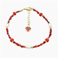 Seed Glass Bracelets With Pearl Adjustable, approx 2-4mm, 16-21cm length