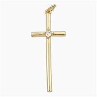 Copper Cross Pendant Pave Zirconia Gold Plated, approx 15-35mm
