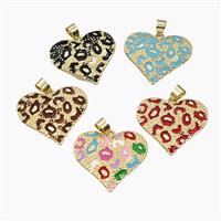 Copper Heart Pendant Enamel Bohemia Style Gold Plated Mixed, approx 28mm