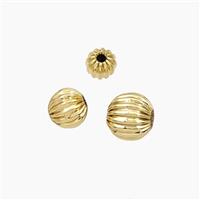 Copper Round Beads Ribbed Gold Plated, approx 6mm