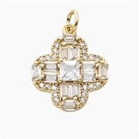 Copper Clover Pendant Pave Zirconia Gold Plated, approx 16mm