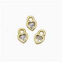Copper Heart Pendant Pave Crystal Glass Gold Plated, approx 4mm