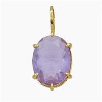 Purple Crystal Glass Oval Pendant, approx 12-27mm