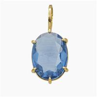 Blue Crystal Glass Oval Pendant, approx 12-27mm