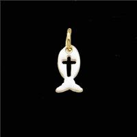 Copper Fish Pendant White Enamel Gold Plated, approx 6-10mm