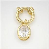 Oval Cubic Zirconia Copper Pendant Gold Plated, approx 10-12mm, 15mm dia