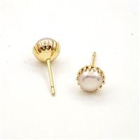 Copper Earring studs Pave Zircon, Gold Plated, approx 7mm