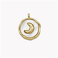 Copper Moon Pendant Pave Shell Circle Gold Plated, approx 12mm