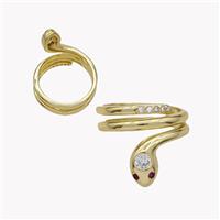 Copper Snake Rings Micropave Zirconia 18K Gold Plated, approx 6mm, 18mm dia