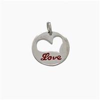 Copper Heart Pendant Enamel Love Platinum Plated, approx 12.5mm