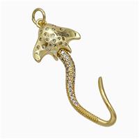 Manta Ray Charms Copper Ocean Whale Pendant Pave Zirconia Gold Plated, approx 15-35mm