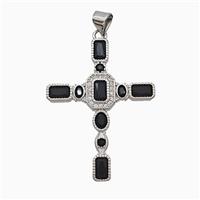 Copper Cross Pendant Pave Zirconia Platinum Plated, approx 25-35mm