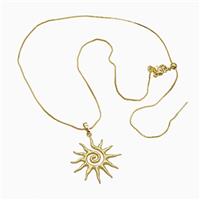 Copper Sun Necklace Gold Plated, approx 25mm, 1mm, 46cm length