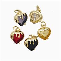 Copper Heart Pendant Pave Crystal Glass Gold Plated Mixed, approx 10mm