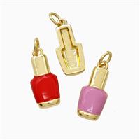 Nail Polish Bottle Charms Copper Pendant Enamel Gold Plated Mixed, approx 8-15mm