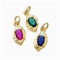 Copper Leaf Pendant Pave Crystal Glass Gold Plated Mixed, approx 7-12mm